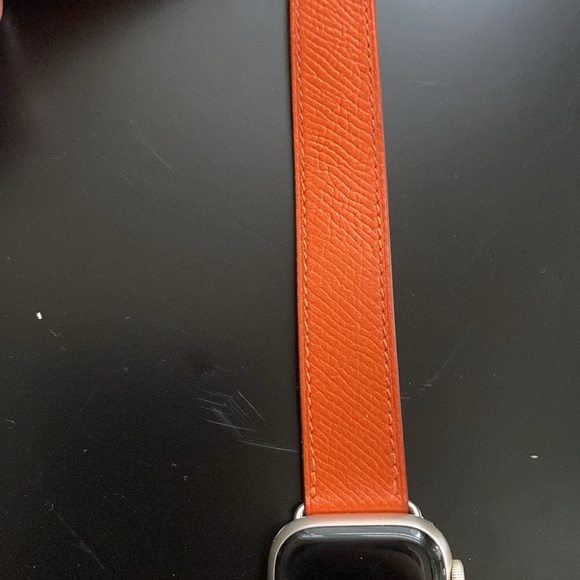 HERMES Double Tour Apple Watch Strap Band 40 mm fits 38/40/41 Attelage Orange - Picture 5 of 11